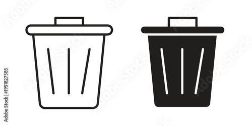 Waste Bin icon. Black and White Vector Illustrations. line icon vector pictogram