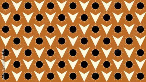 Retro Geometric Pattern with Circles and Arrows on Brown vector illustration