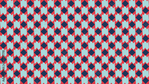 Retro Geometric Pattern In Red Navy and Teal vector illustration