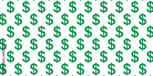 Green dollar pattern . Seamless dollar pattern . Dollar wallpaper . Vector illustration