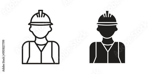 Worker icon. Black and White Vector Illustrations. line icon vector pictogram