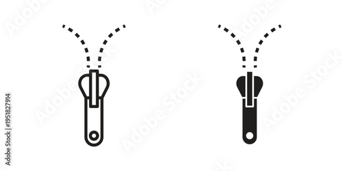 Zip icon. Black and White Vector Illustrations. line icon vector pictogram