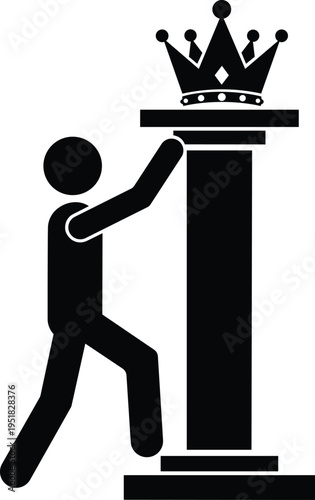 Person reaching for crown