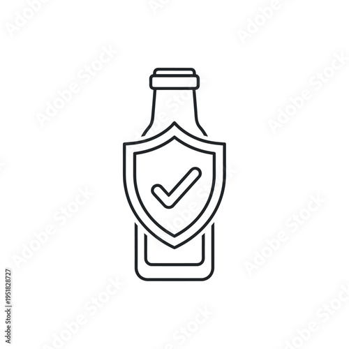 Bottle with shield and checkmark line icon
