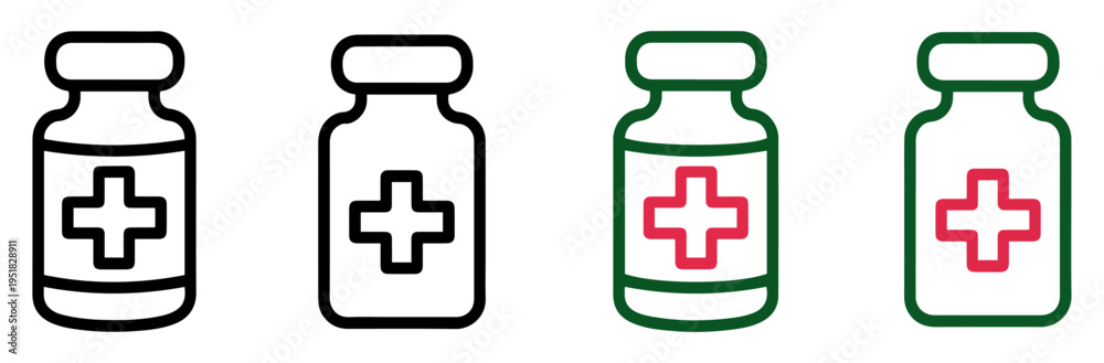 Fototapeta premium medical bottle cross icon vector set