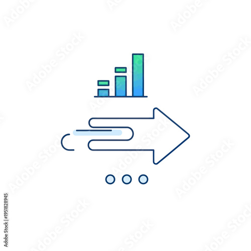 Business growth bar chart moving forward fast arrow