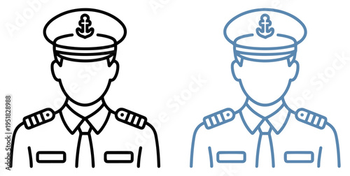 navy officer line art icon