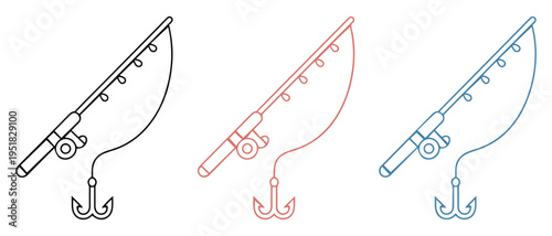 fishing rod reel line icon