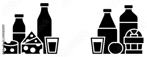 dairy products beverage silhouette icon set
