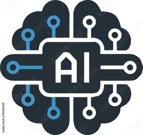 Blue and black stylized of the letters a i with circuit patterns ai letters blue circuit pattern des