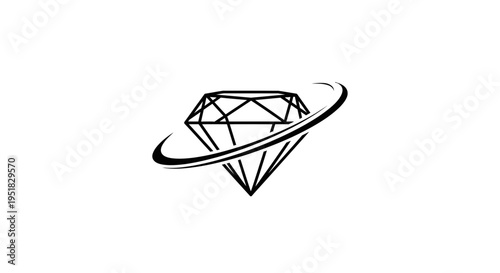 Elegant Diamond Symbol with Orbiting - Luxury and Precious Gem Concept