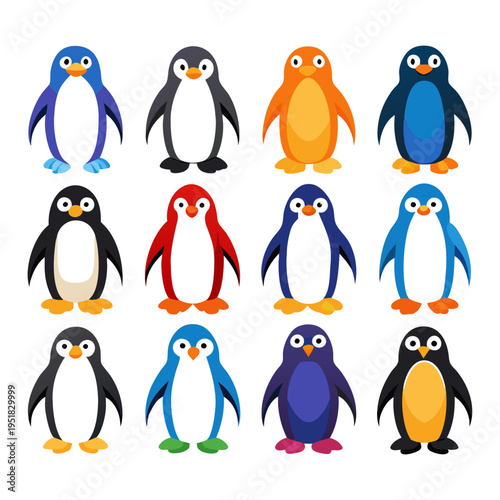 Colorful penguin vector illustration on a clean white background