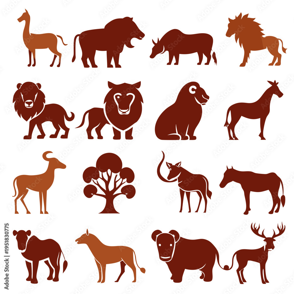 Obraz premium Silhouette illustrations of various animals, wildlife concept and design