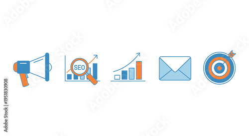Collection of business marketing icons.