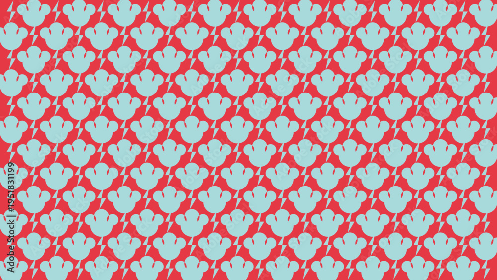 Obraz premium Repeating Blue Floral Pattern on Red Background vector illustration