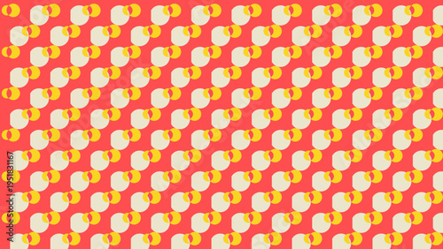 Abstract Geometric Pattern with Rounded Shapes on Coral Background vector illustration