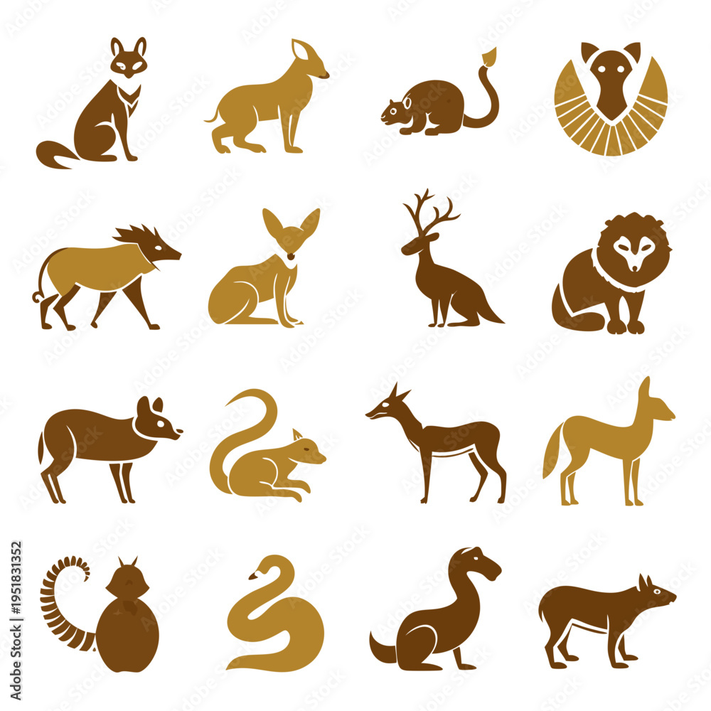 Fototapeta premium Assortment of wildlife animal vector images on white background