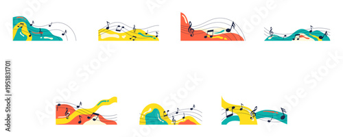 Abstract Music Notes Corner Illustration for Music Concert, Jazz Day Poster Promotion. Vector isolated