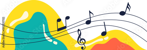 Abstract Music Notes Corner Illustration for Music Concert, Jazz Day Poster Promotion. Vector isolated
