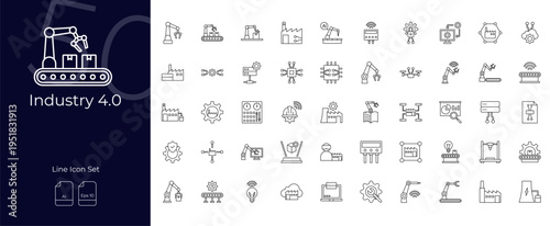 Industry 4.0 Line Editable Icons set