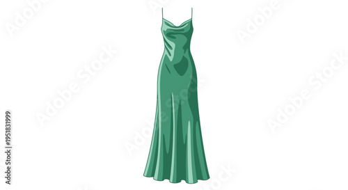 Elegant Emerald Green Cowl Neck Evening Gown, Formal Dress