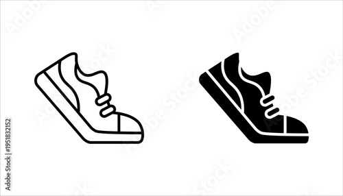 Casual Sporty Shoes Icon set, Running shoes icon, vector illustration on white background