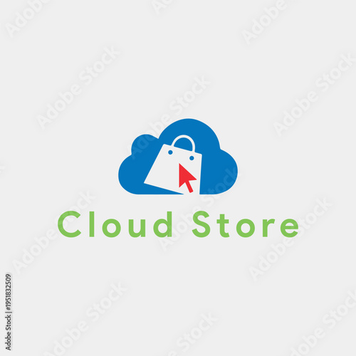 tech cloud store logo design vector