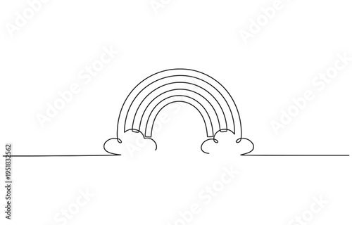 rainbow coloring page outline, rainbow black line art symbol.