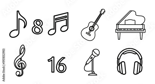 Music icons and symbols collection.