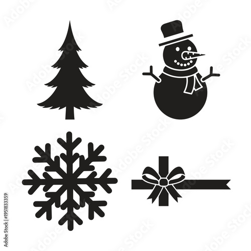Winter Holiday Themed Vector Icon Collection