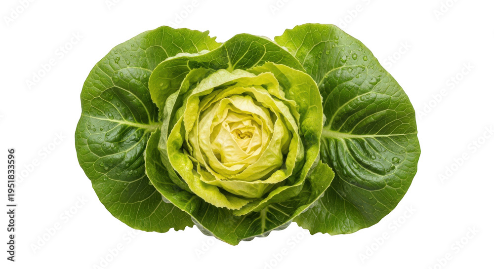 Obraz premium Fresh green romaine lettuce head isolated on transparent background