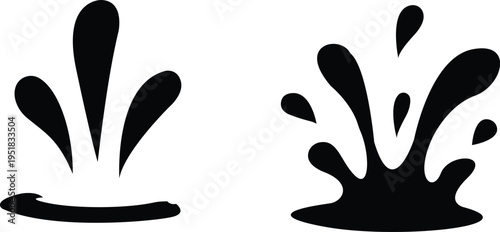 Water Splash Silhouette Set Black Liquid Splash Vector Illustration