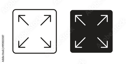 Expand arrows icon in line design. Editable stroke icon.