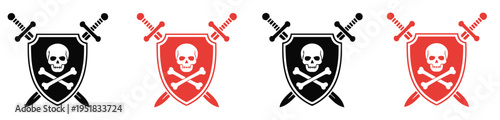 skull crossbones shield sword emblem