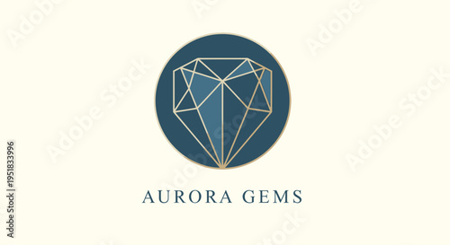 Elegant Gemstone Illustration with Circular Frame - Luxury Jewelry Concept