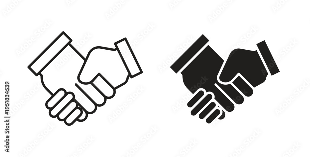 Fototapeta premium Handshake icon in line design. Editable stroke icon.