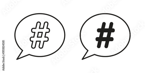 Hashtag icon in line design. Editable stroke icon.