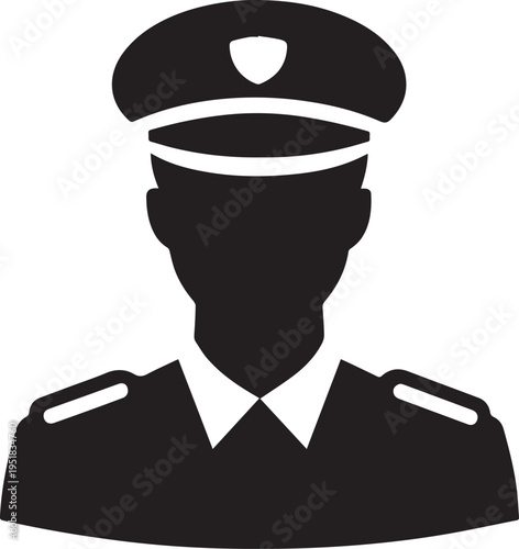 Hand Drawn Male Pilot Black and White Avatar Illustration in Minimal Line Art Style Design