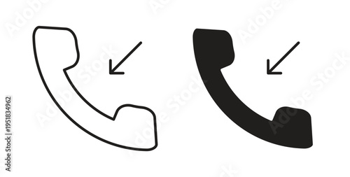 Incoming Call icon in line design. Editable stroke icon.