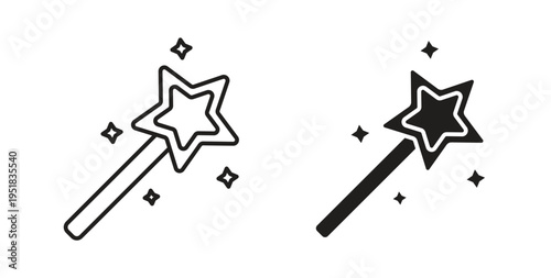 Magic wand icon in line design. Editable stroke icon.
