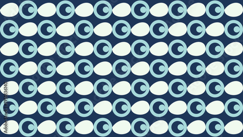 Retro Circle and Egg Pattern on Dark Blue vector illustration