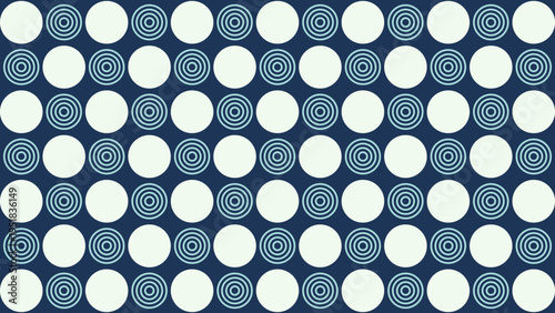 Retro Circles Pattern on Navy Blue Background vector illustration