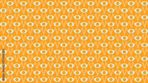 Retro Pattern of Eyes and Abstract Wave Design on Orange vector illustration