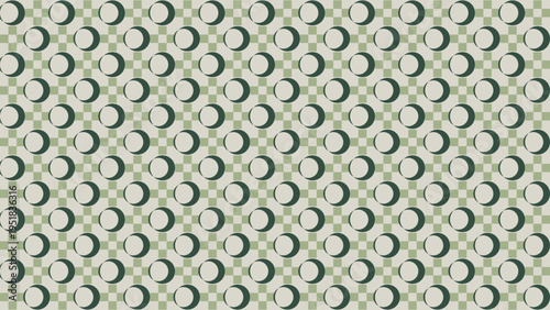 Repeating Circle Pattern With Shadows on Checkered Background vector illustration