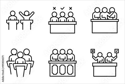 jury group committee icon set, vector illustration on white background
