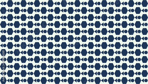Geometric Pattern with Navy Shapes on Pale Blue vector illustration