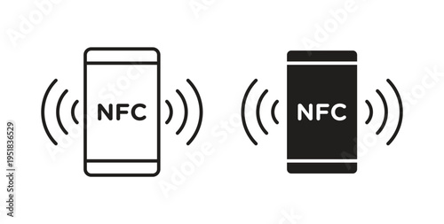 NFC communication icon in line design. Editable stroke icon.