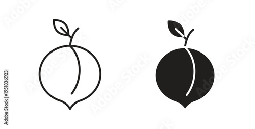 Peach icon in line design. Editable stroke icon.