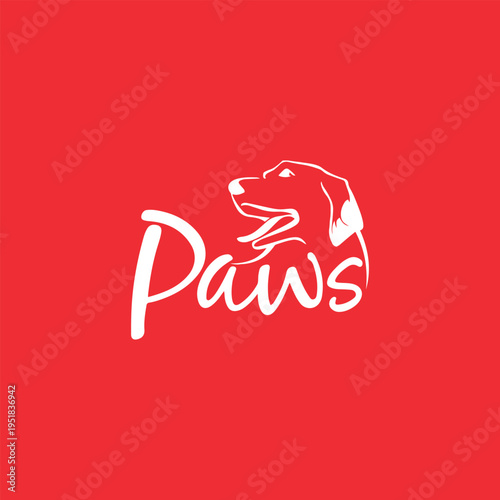 pet paw store logo design vector