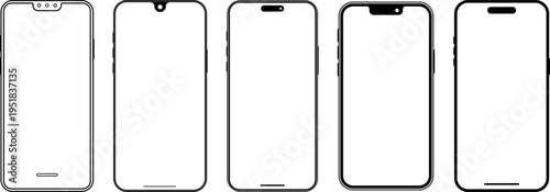 Smartphone frame mockup Smartphone frame mockup set modern mobile screen template collection phone frame templates isolated on white background